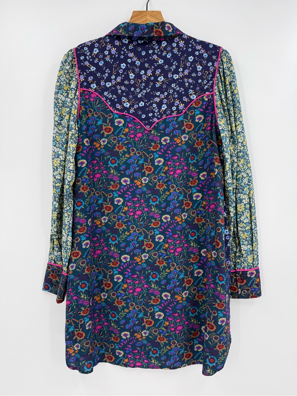 SSYS Livvy Mix Print Dress Long Sleeve Boho Chic Western in Patchwork Floral M - Picture 11 of 15